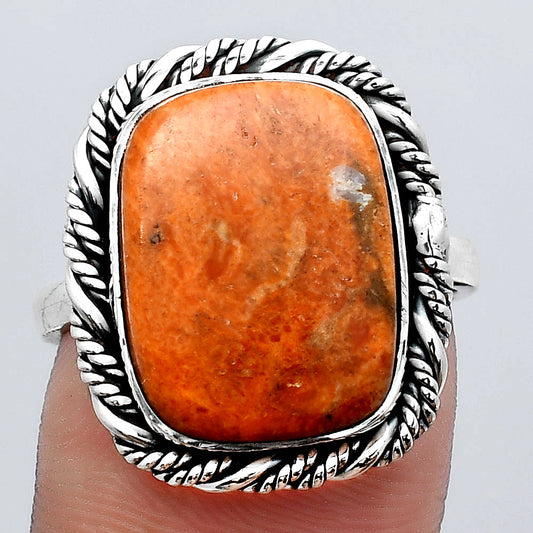 Natural Red Sponge Coral Ring size-8.5 R-1013 SDR246873