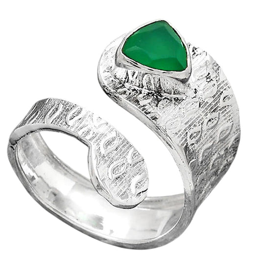 Adjustable - Natural Green Onyx Ring size-7 R-1374 SDR246909