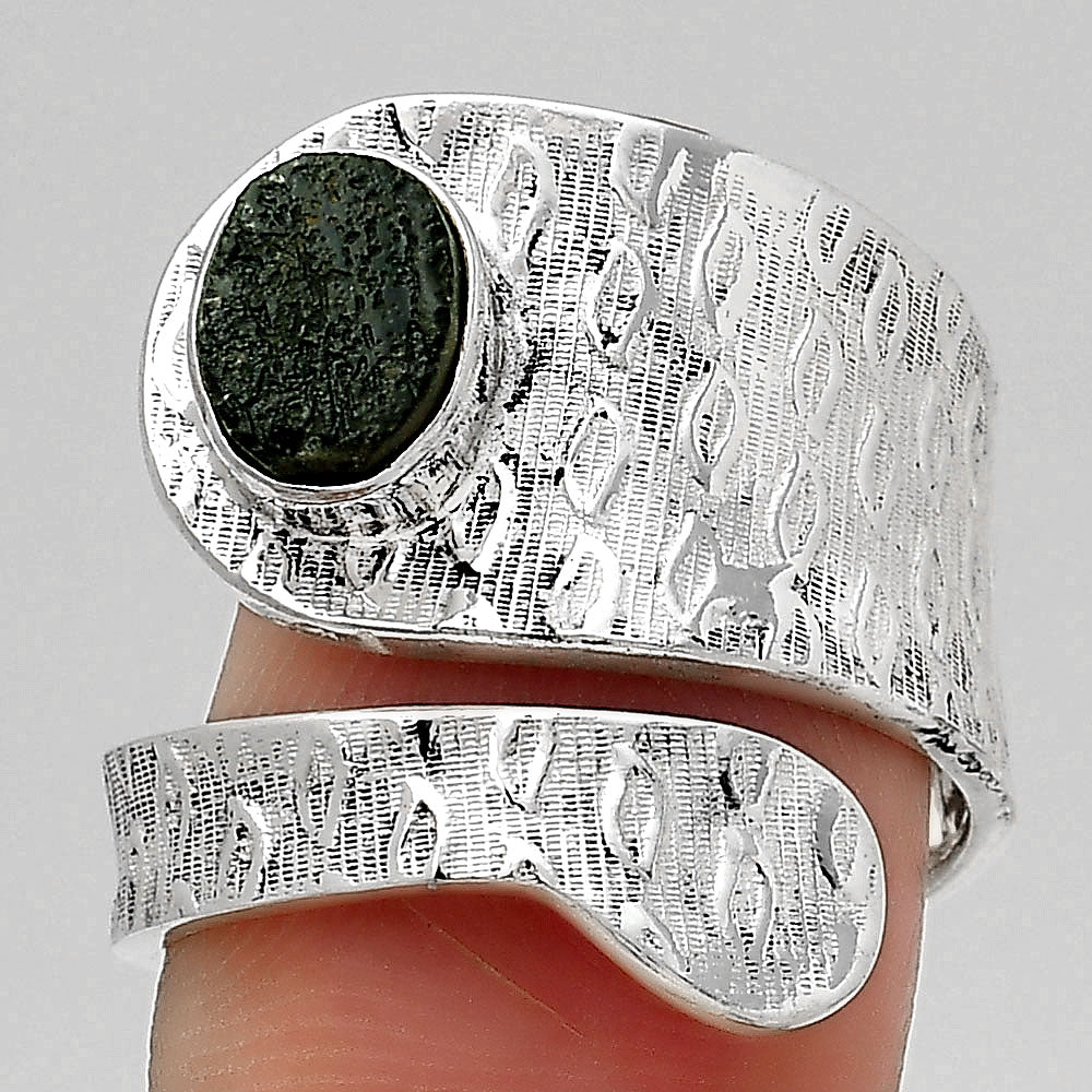 Adjustable - Tektite Rough - Greek Ring size-8.5 R-1374 SDR246911