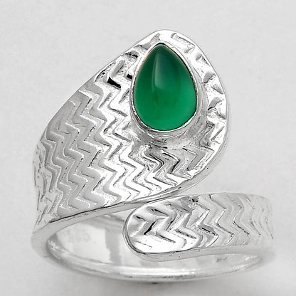 Adjustable - Natural Green Onyx Ring size-7 R-1374 SDR246940