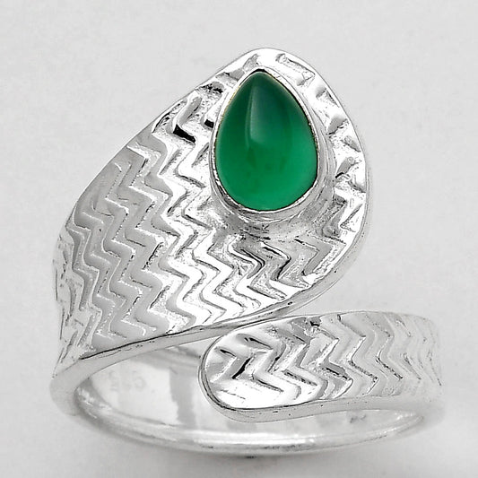 Adjustable - Natural Green Onyx Ring size-7 R-1374 SDR246940