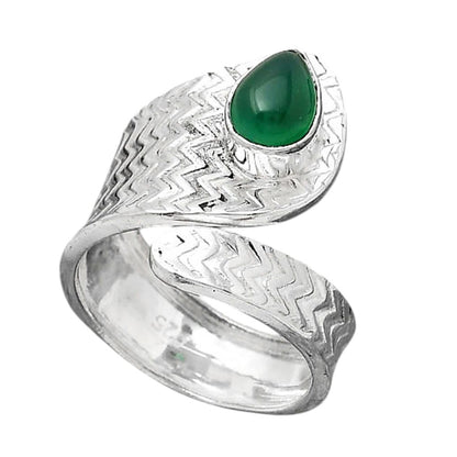 Adjustable - Natural Green Onyx Ring size-7 R-1374 SDR246940