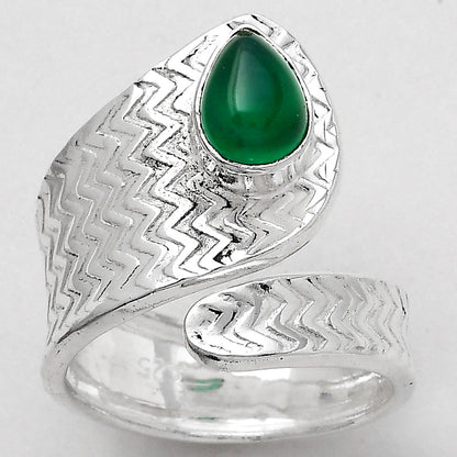 Adjustable - Natural Green Onyx Ring size-6 R-1374 SDR246941