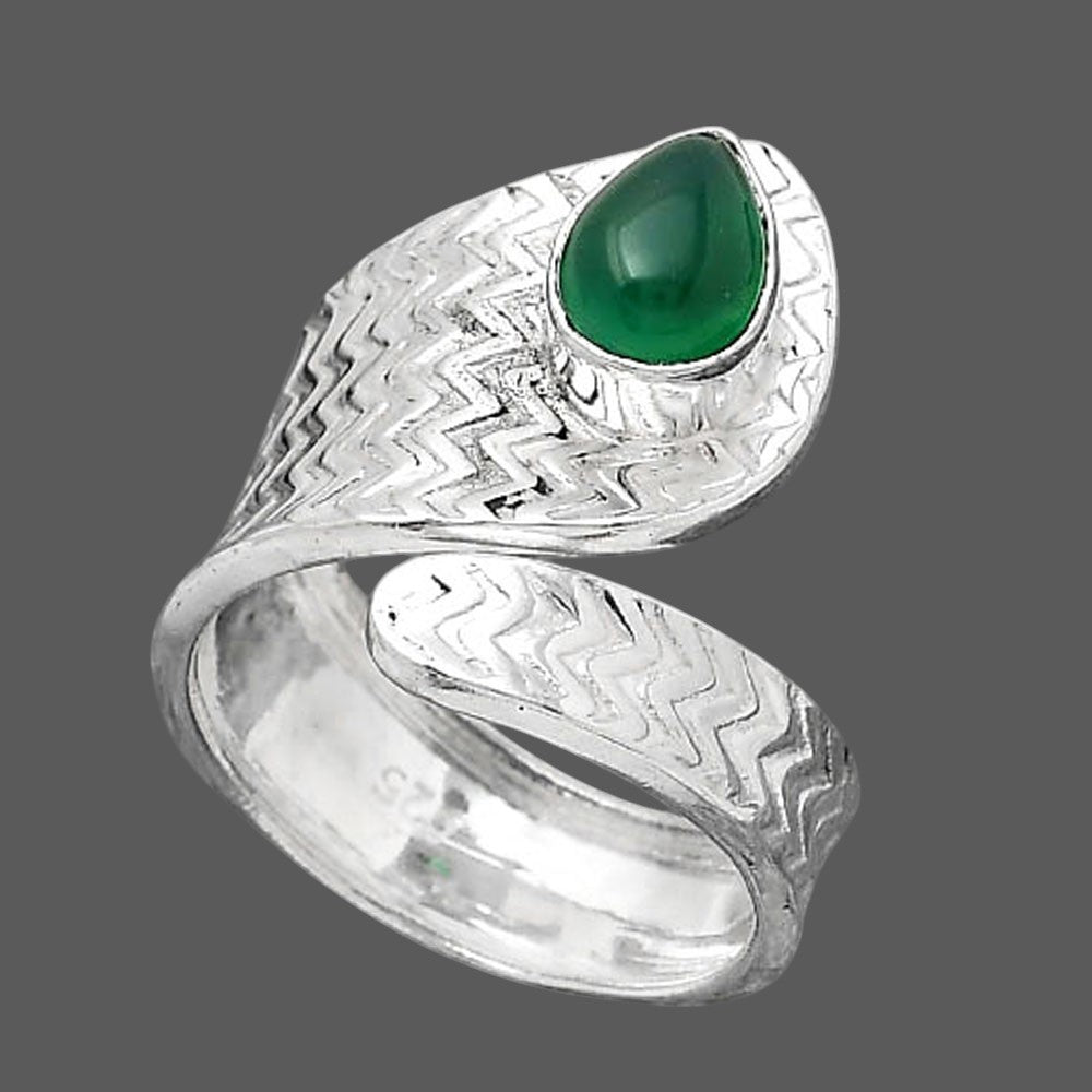 Adjustable - Natural Green Onyx Ring size-6 R-1374 SDR246941