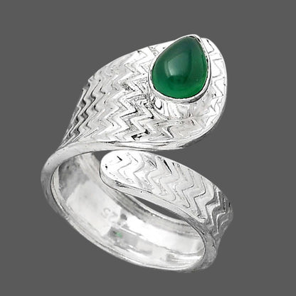 Adjustable - Natural Green Onyx Ring size-6 R-1374 SDR246941