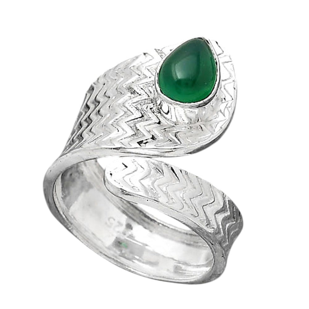 Adjustable - Natural Green Onyx Ring size-6 R-1374 SDR246941