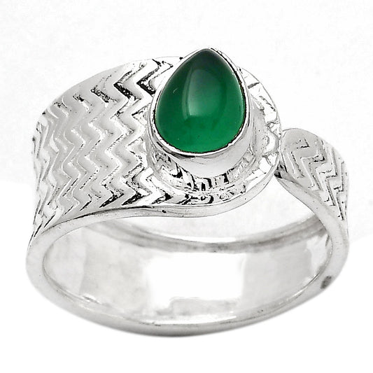 Adjustable - Natural Green Onyx Ring size-7.5 R-1381 SDR246948