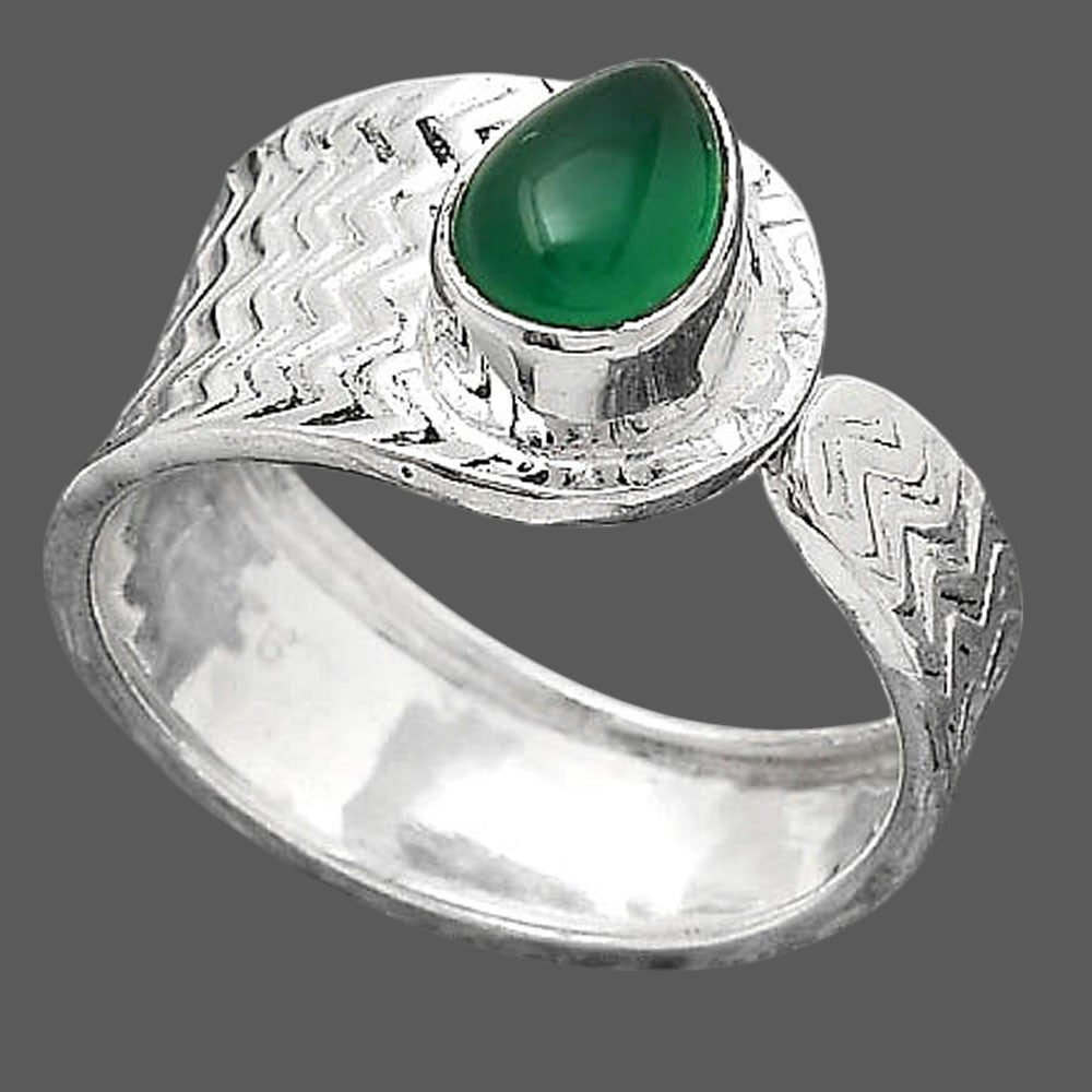 Adjustable - Natural Green Onyx Ring size-7.5 R-1381 SDR246948