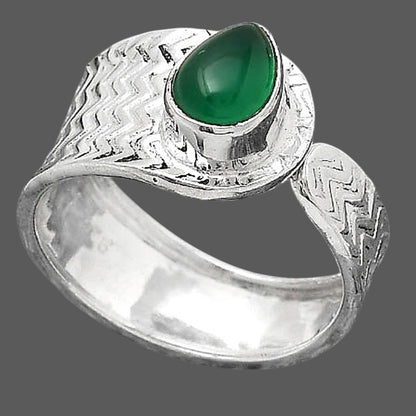 Adjustable - Natural Green Onyx Ring size-7.5 R-1381 SDR246948