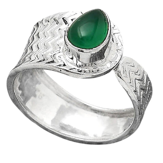 Adjustable - Natural Green Onyx Ring size-7.5 R-1381 SDR246948