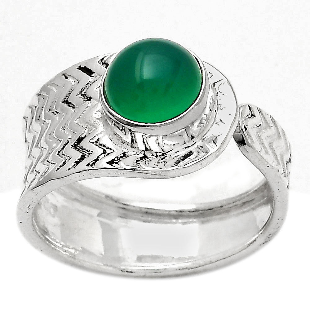 Adjustable - Natural Green Onyx Ring size-7.5 R-1381 SDR246950