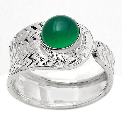 Adjustable - Natural Green Onyx Ring size-7.5 R-1381 SDR246950