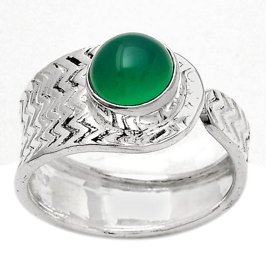 Adjustable - Natural Green Onyx Ring size-7.5 R-1381 SDR246950