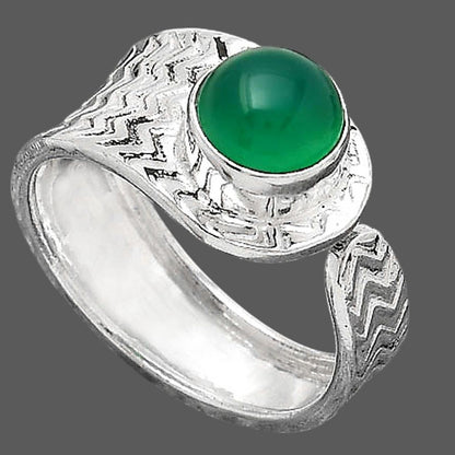 Adjustable - Natural Green Onyx Ring size-7.5 R-1381 SDR246950