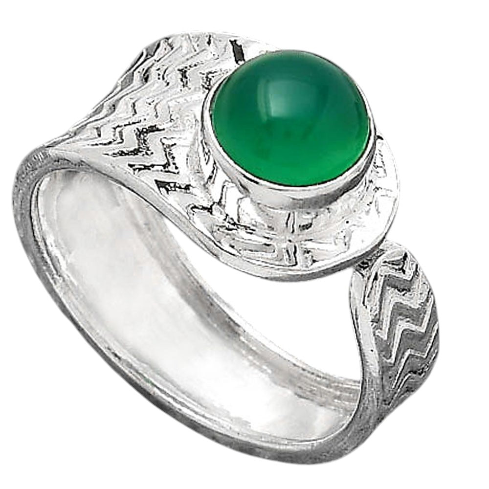 Adjustable - Natural Green Onyx Ring size-7.5 R-1381 SDR246950