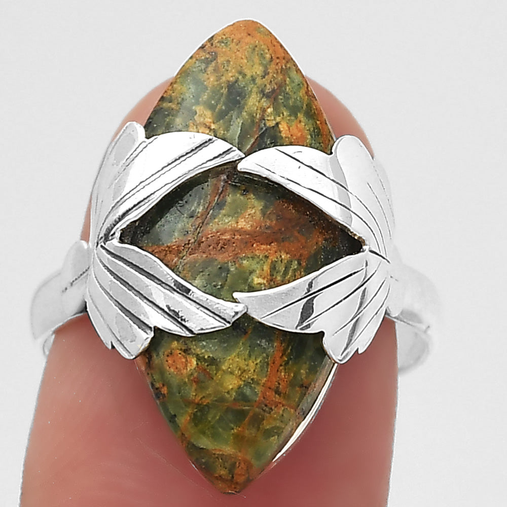 Turkish Rainforest Chrysocolla Ring size-7.5 R-1354 SDR246959