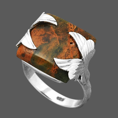 Turkish Rainforest Chrysocolla Ring size-6.5 R-1354 SDR246961