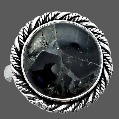 Natural Obsidian And Zinc Ring size-8 R-1013 SDR246997