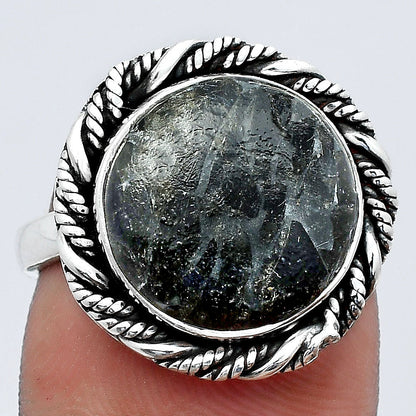 Natural Obsidian And Zinc Ring size-9 R-1013 SDR247002