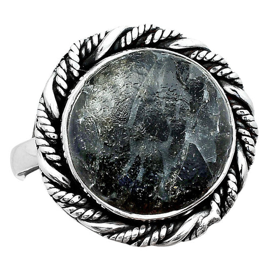 Natural Obsidian And Zinc Ring size-9 R-1013 SDR247002