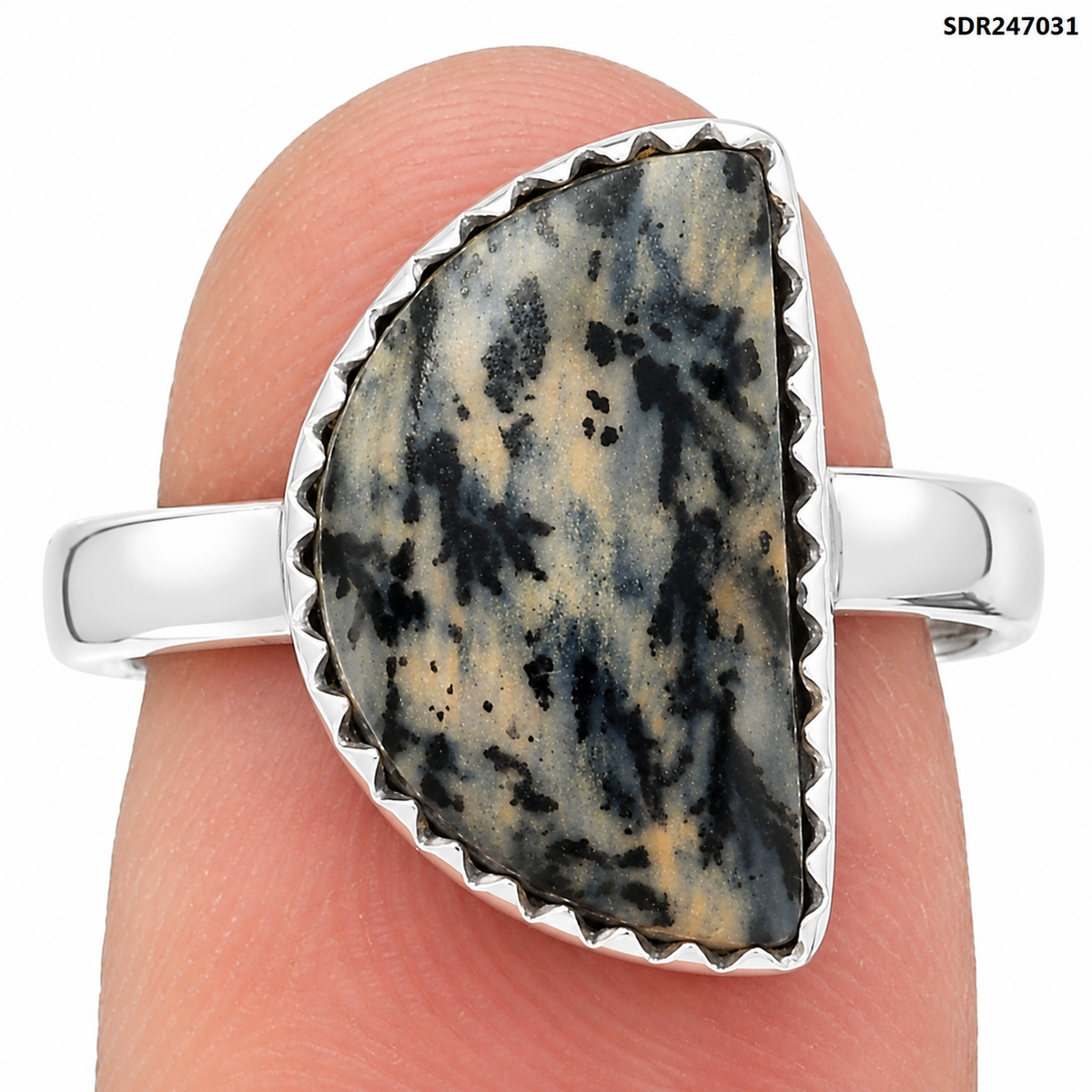 Natural Russian Honey Dendrite Opal Ring size-8 R-1210 SDR247031