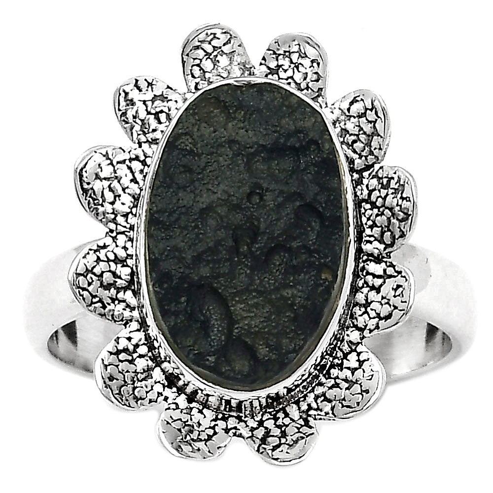 Natural Tektite Rough - Greek Ring size-8 R-1241 SDR247148