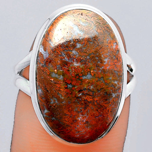 Natural Red Moss Agate Ring size-8.5 R-1008 SDR247198