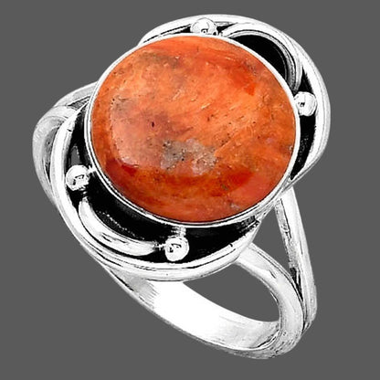 Natural Red Sponge Coral Ring size-8.5 R-1187 SDR247275
