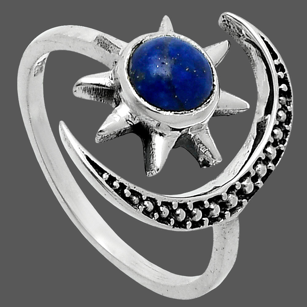 Star Moon Adjustable Lapis Lazuli Ring size-7.5 R-1015 SDR247326