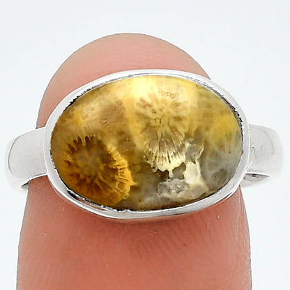 Natural Flower Fossil Coral Ring size-7 R-1057 SDR247521
