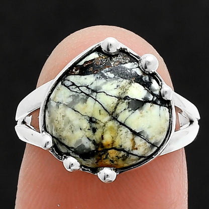 Authentic White Buffalo Turquoise Nevada Ring size-6 R-1506 SDR247651