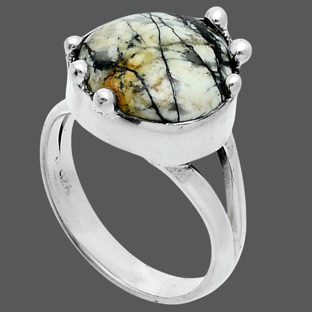 Authentic White Buffalo Turquoise Nevada Ring size-6 R-1506 SDR247651