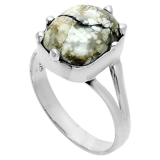 Authentic White Buffalo Turquoise Nevada Ring size-8.5 R-1506 SDR247697