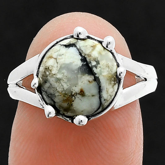 Authentic White Buffalo Turquoise Nevada Ring size-7 R-1506 SDR247702