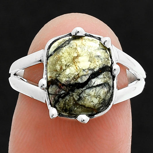 Authentic White Buffalo Turquoise Nevada Ring size-6.5 R-1506 SDR247704