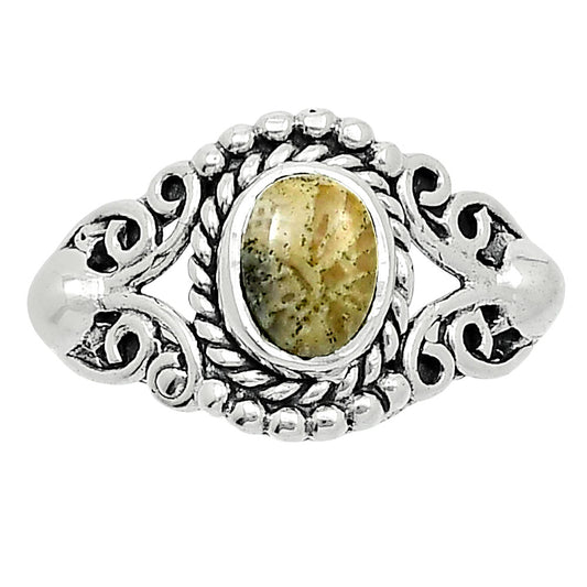 Natural Flower Fossil Coral Ring size-8.5 R-1358 SDR247816