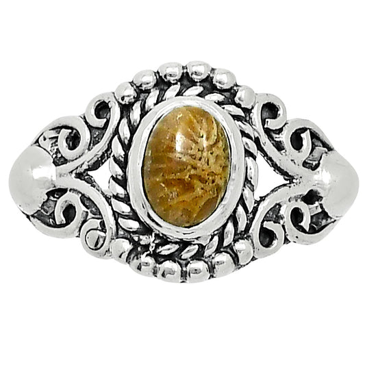 Natural Flower Fossil Coral Ring size-8 R-1358 SDR247817