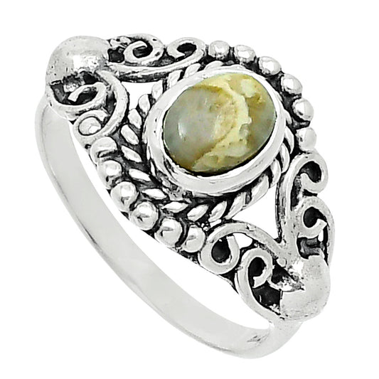 Natural Flower Fossil Coral Ring size-7.5 R-1358 SDR247861