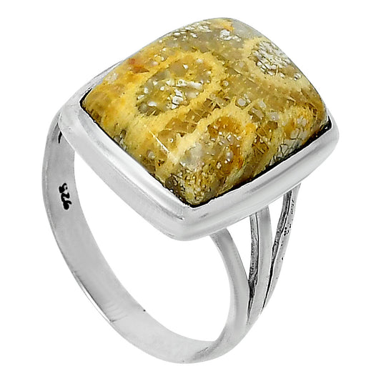 Natural Flower Fossil Coral Ring size-9.5 R-1006 SDR247966