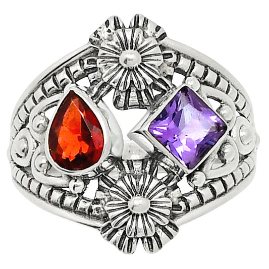 Hessonite Garnet & Amethyst Ring size-8.5 R-1740 SDR248041