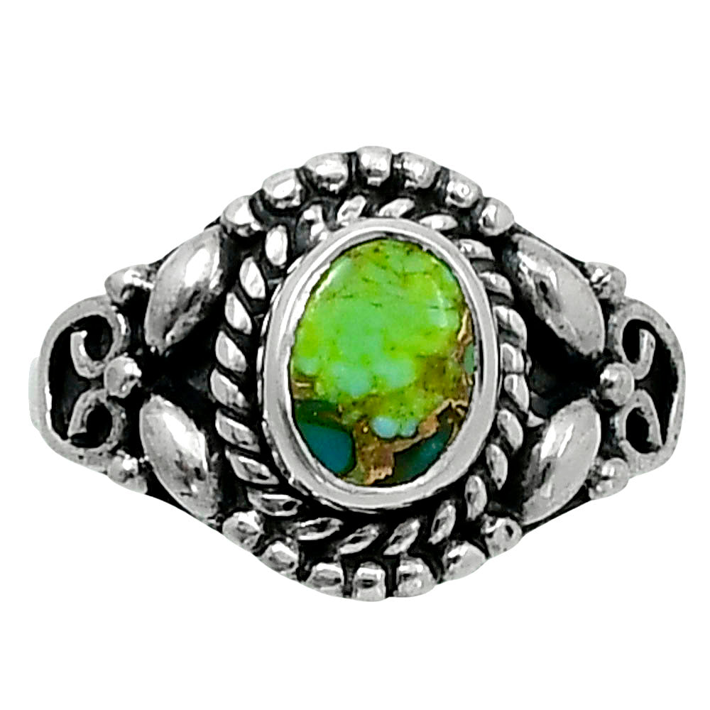 Blue Turquoise In Green Mohave - USA Ring size-6 R-1286 SDR248209