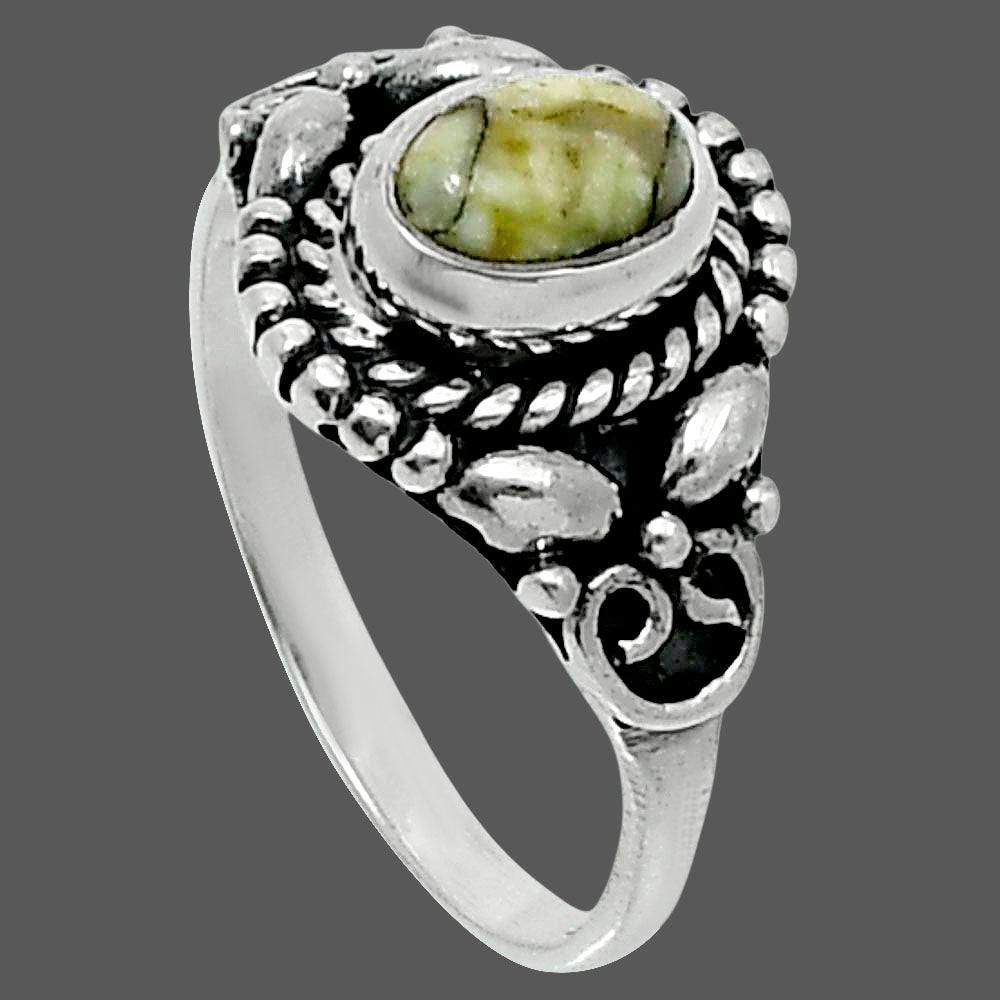 Authentic White Buffalo Turquoise Nevada Ring size-7.5 R-1286 SDR248219