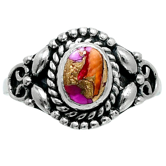 Kingman Orange Dahlia Turquoise Ring size-7.5 R-1286 SDR248236