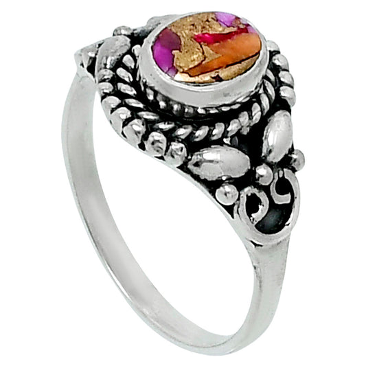 Kingman Orange Dahlia Turquoise Ring size-7.5 R-1286 SDR248236