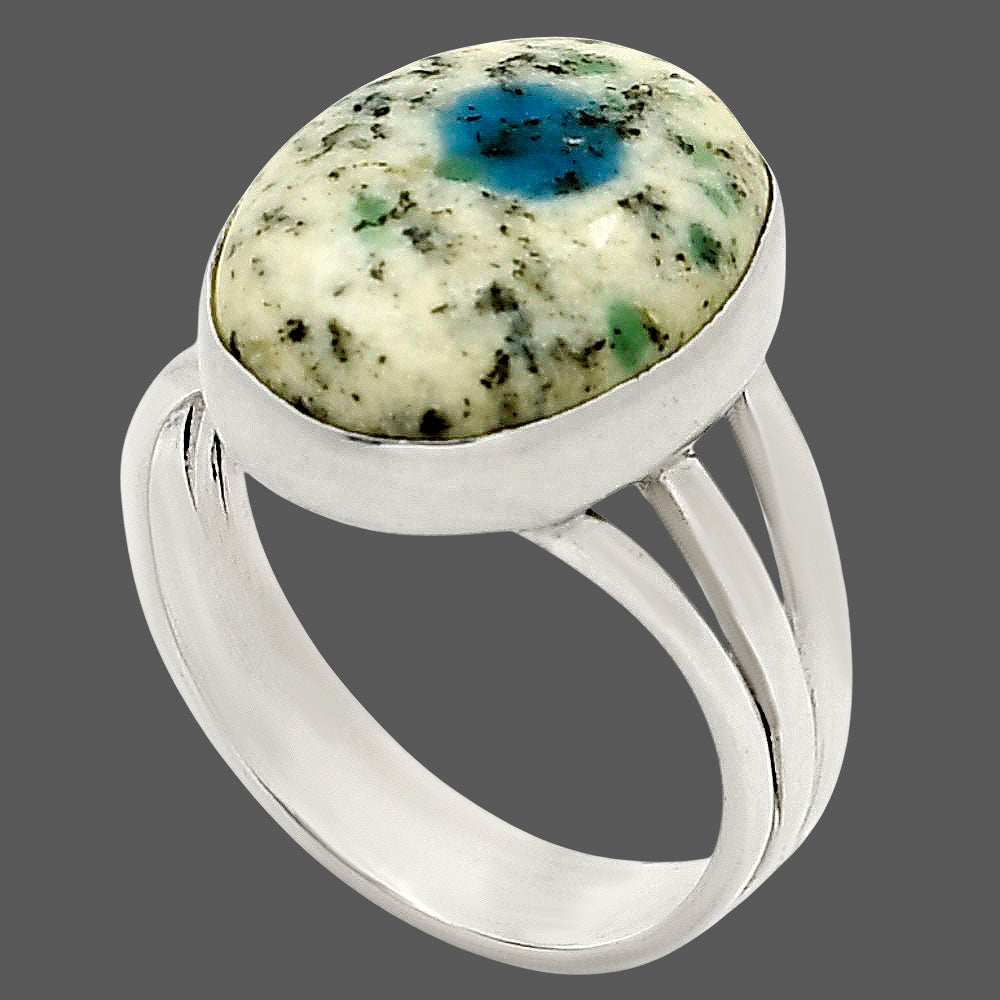 K2 Blue Azurite In Quartz Ring size-7.5 R-1003 SDR248469