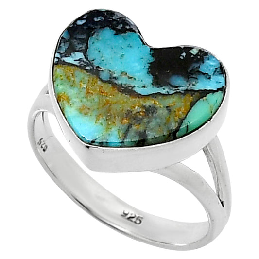Heart Lucky Charm Tibetan Turquoise Ring size-8 R-1073 SDR248559