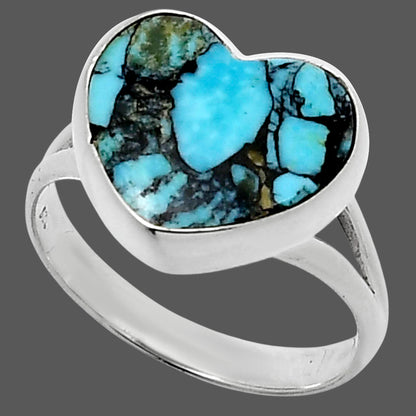 Heart Lucky Charm Tibetan Turquoise Ring size-10 R-1073 SDR248567