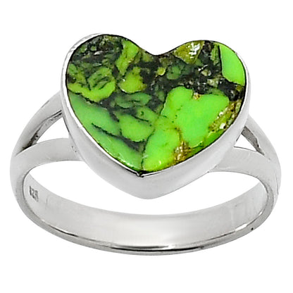 Heart Natural Green Matrix Turquoise Ring size-7 R-1073 SDR248574