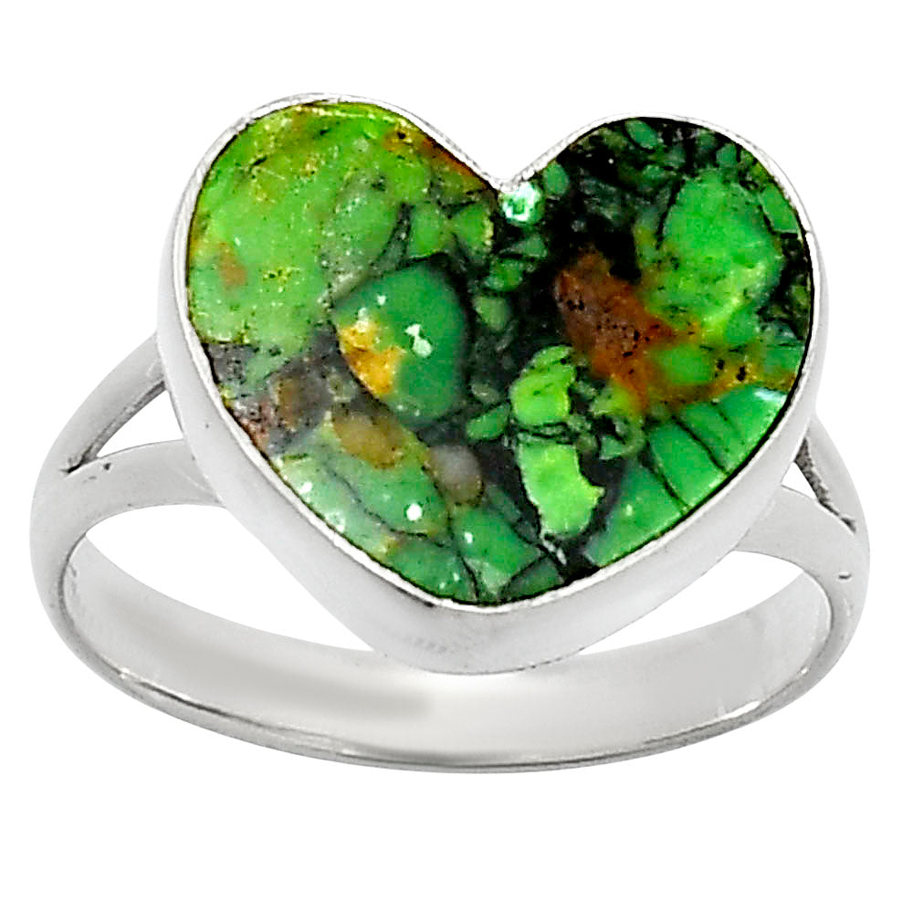Heart Green Matrix Turquoise Ring size-10 R-1073 SDR248591