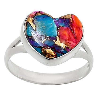 Heart Kingman Orange Dahlia Turquoise Ring size-10 R-1073 SDR248665